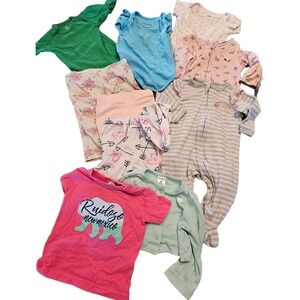 Girls 3-6 month bundle 11 piece mixed brands pants one piece pajama baby bundle
